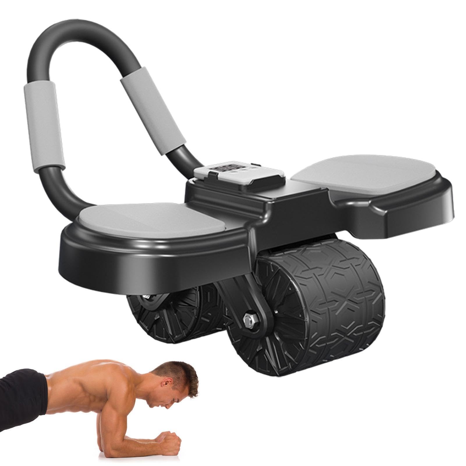 Generic Ruota addominale a rimbalzo automatico, regolabile, attrezzatura per allenamento addominale, ruote per esercizi per addominali, ruota compatta per fitness con timer e contatori, per palestra