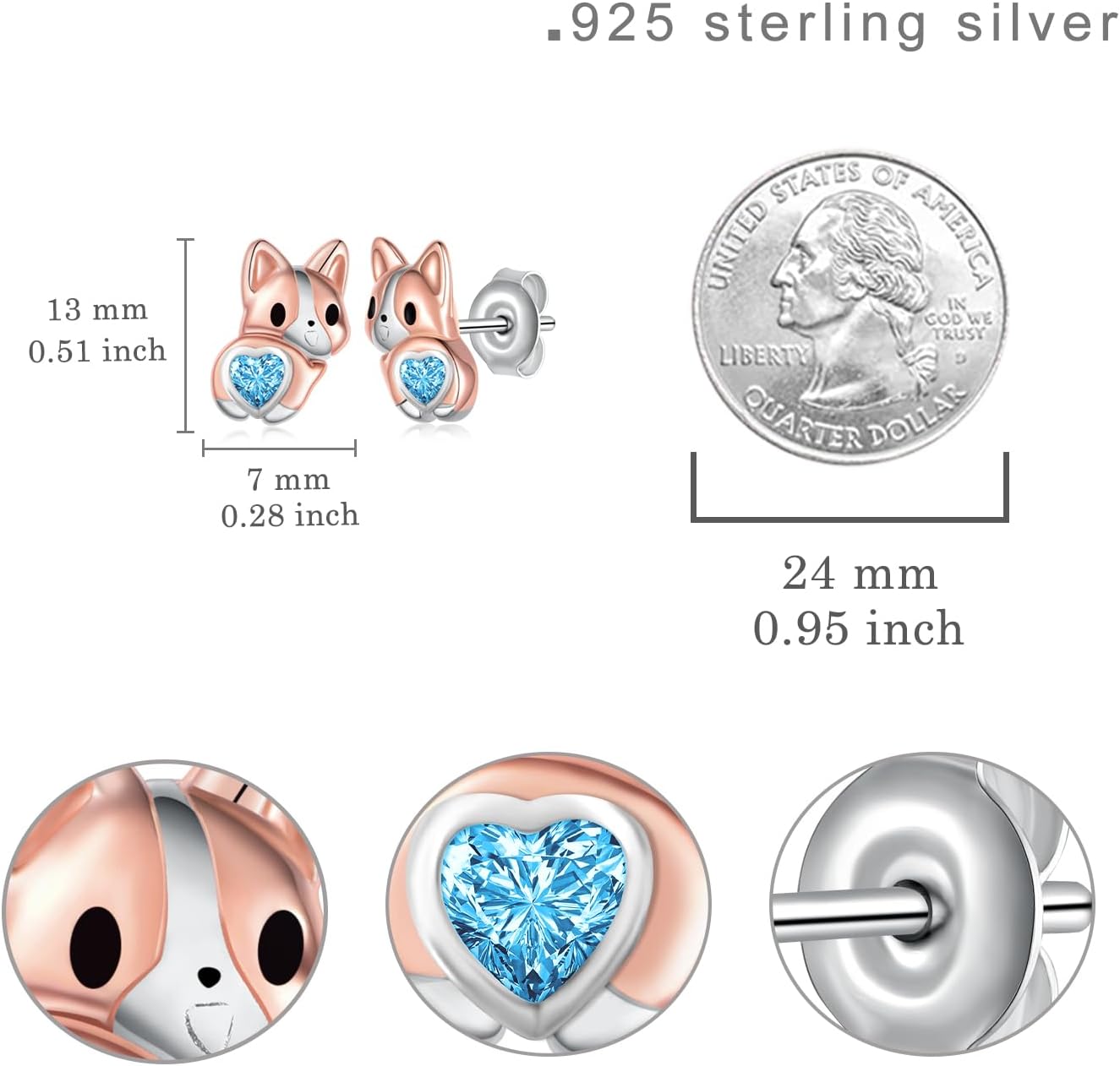 Corgi Earrings for Women 925 Sterling Silver Corgi Gifts for Corgi Lovers Cute Animal Puppy Dog Birthstone Jewelry for Women