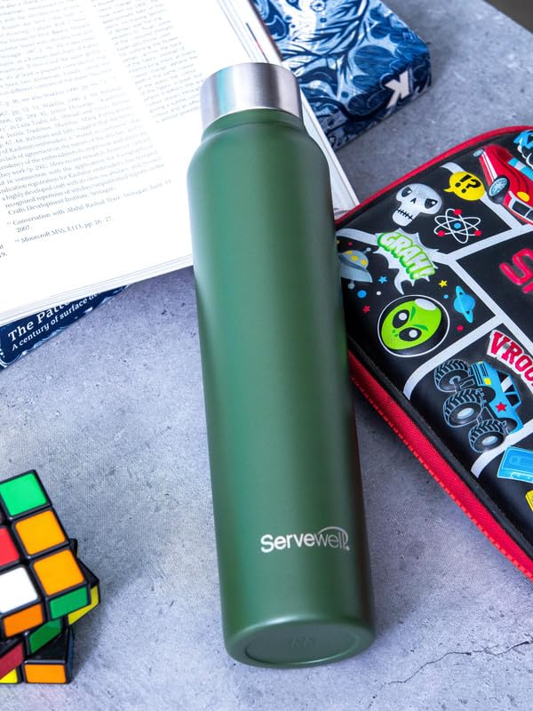 Image of Servewell 1 pc Sleek - SS Single Wall Bottle 600 ml - Military Green
