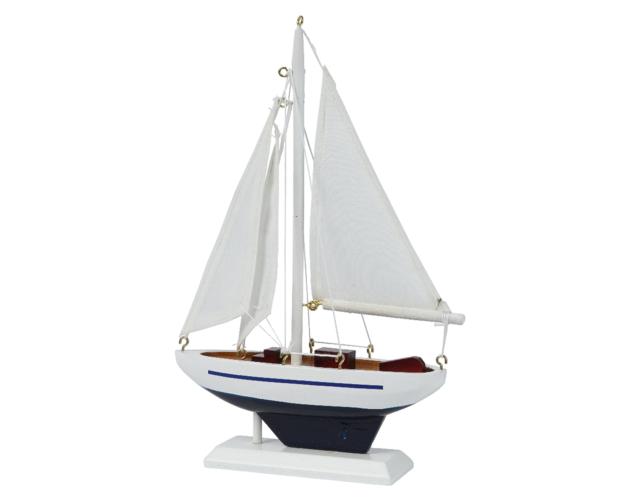 Barca A Vela In Legno Con Luci LED - Decorazione Nautica 21,5x28 Cm | Atmosfera Marina Per Casa E Ufficio