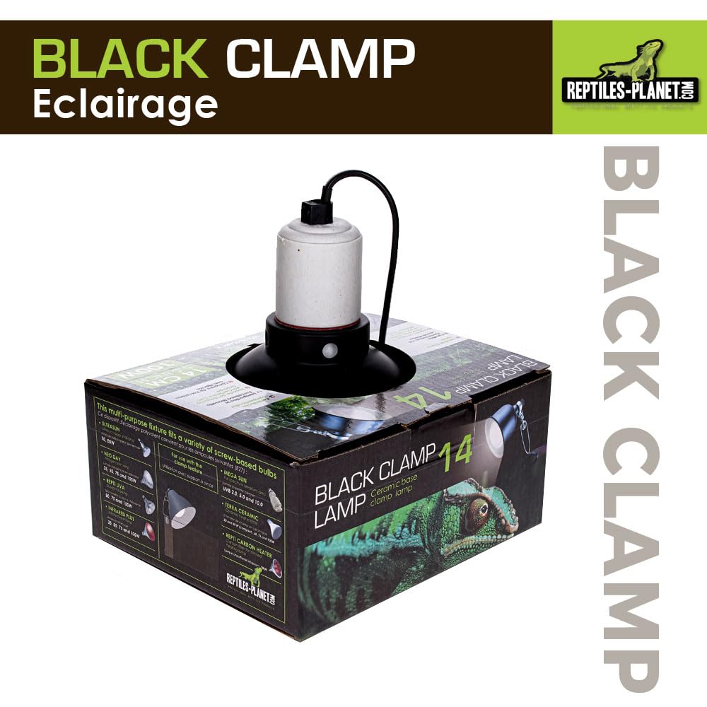 Reptiles Planet - Black Clamp 14 - Support d'Ampoule à Pince pour Terrarium - Ø 14 cm - H 16 cm
