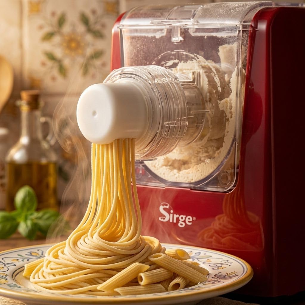 Urządzenie do wyrobu makaronu - Idealne ciasto, Łatwe czyszczenie, Maszyna do świeżego makaronu PASTAMAGIC – 22 matryce, 300 W, silnik o mocy do 300 W i pojemność do 900 g. Łatwa w użyciu,.