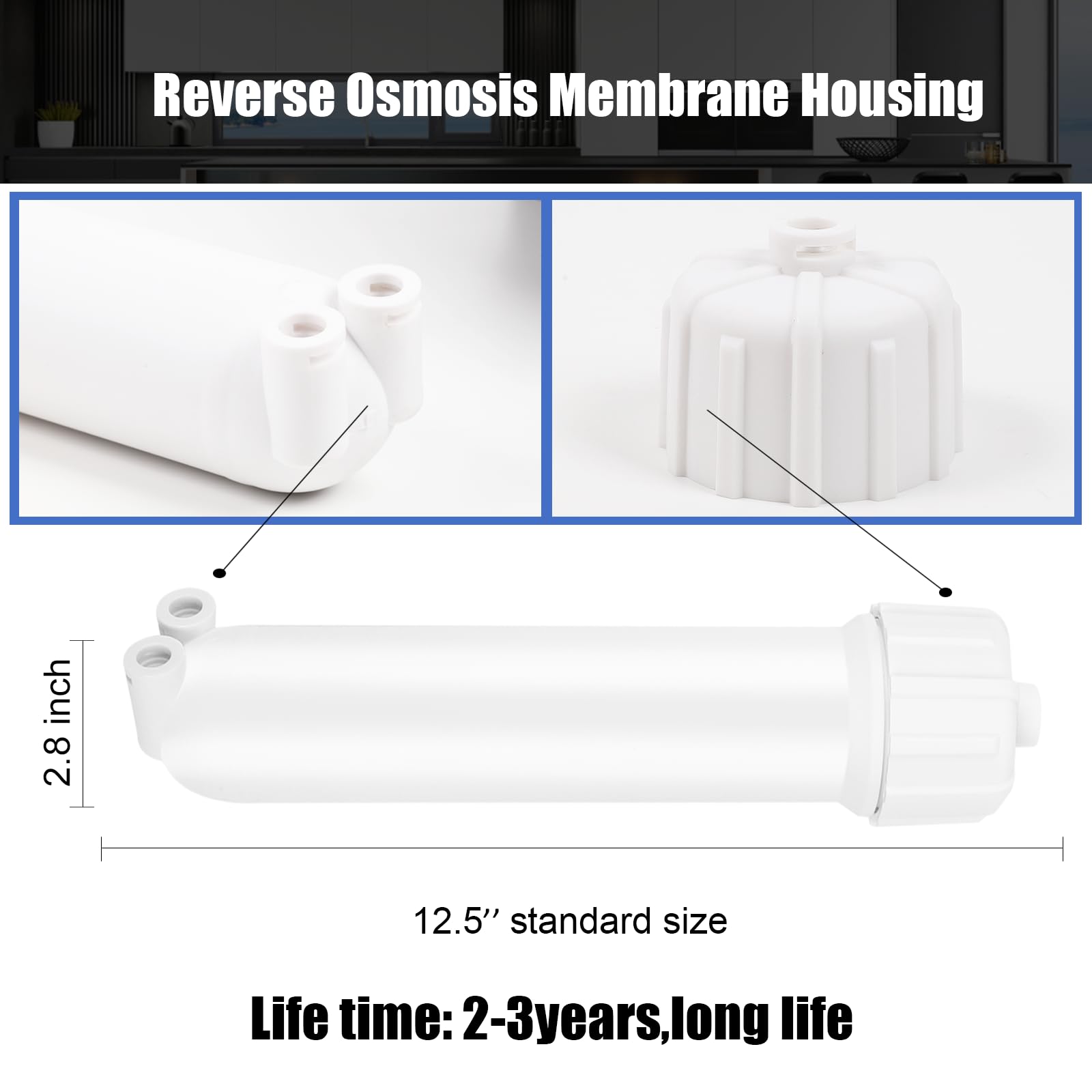 YKMGON 1812/2012 Reverse Osmosis Membrane Housing Kit with Quick-Connect Fitting,Wrench for 24-150GPD Under Sink Home Drinking RO Water Filtration System