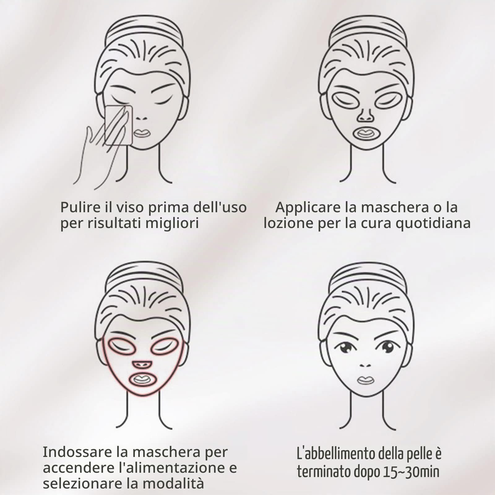 Maschera viso a LED con 7 colori per terapia della luce, maschera viso a LED per ringiovanimento della pelle, trattamento della pelle del viso contro l'acne, rughe e anti-invecchiamento, per casa e