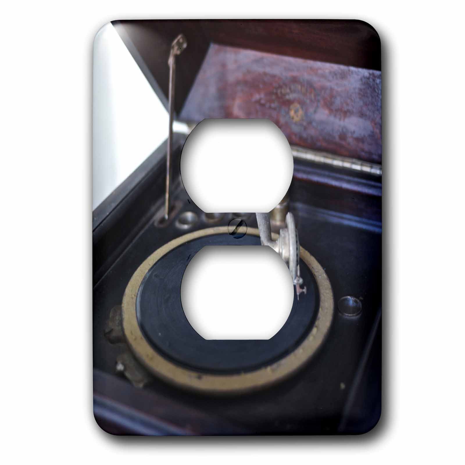 Tapa de enchufe doble de tocadiscos vintage retro 3dRose LSP_56781_6 para decoracion