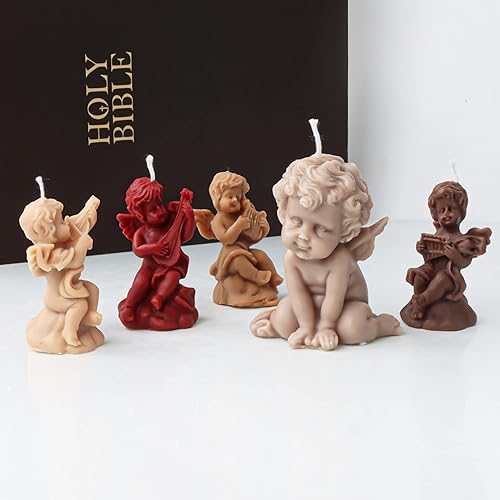 Miniatura 4 de 5 moldes de silicona para velas de estatua de ángel pequeño, moldes en forma de ángel de ala para velas de aromaterapia, molde de ángel alado 3D