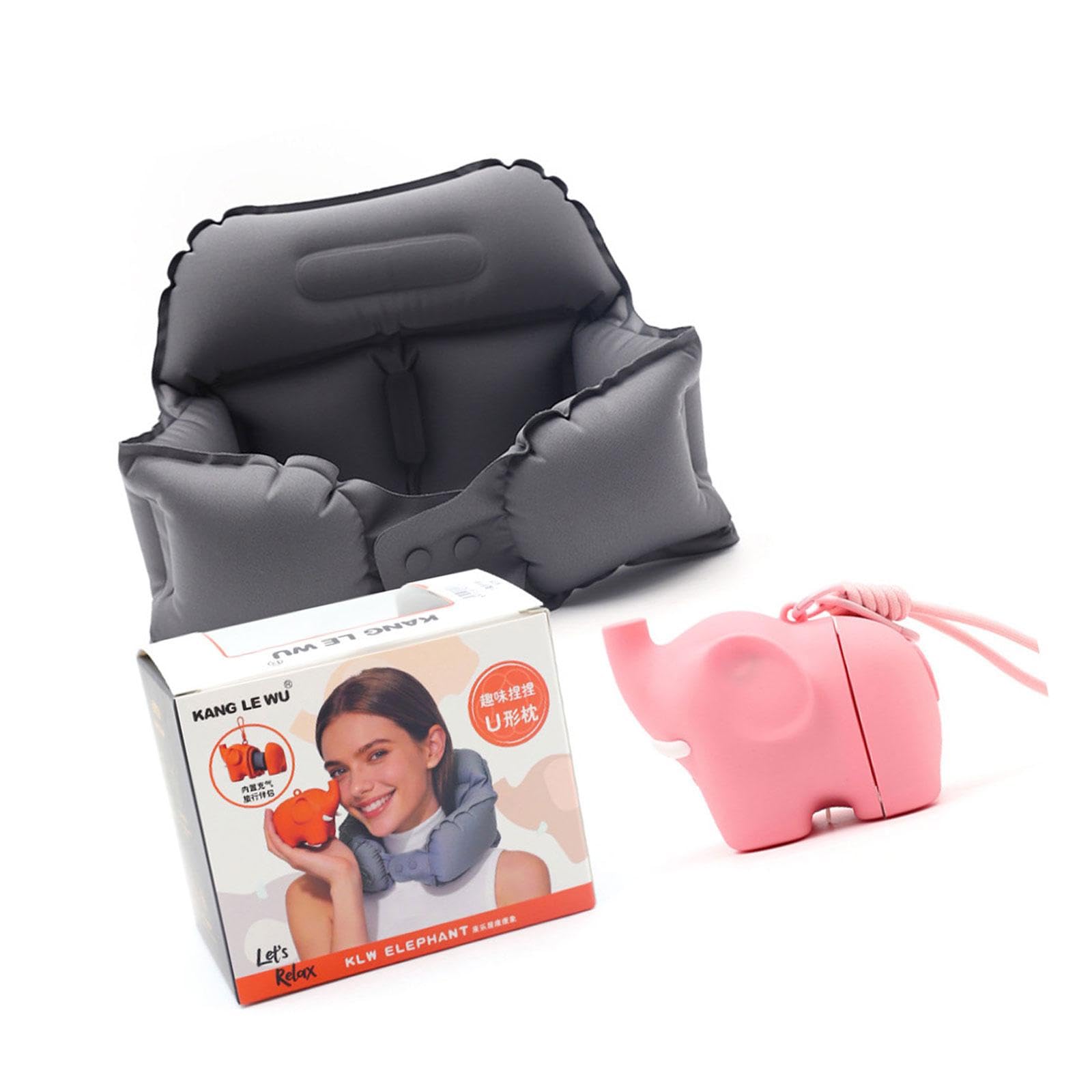 Whoasyst U Shape Neck Pillow Easy to Inflatable and Fold for Long Flight and Trip Offices Sleep Neck Supporterow