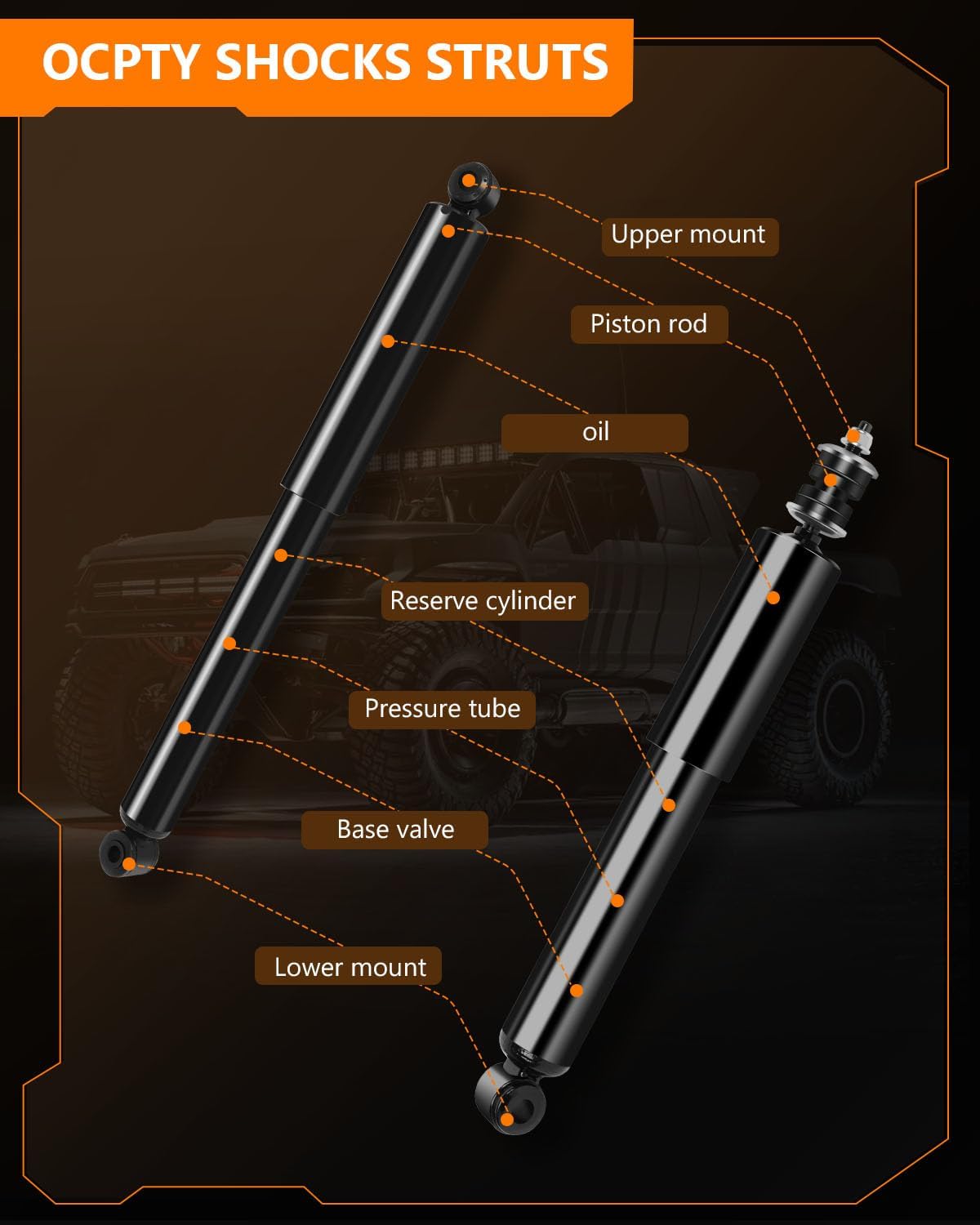 Struts Shocks(RWD), OCPTY Front Rear Shock Absorbers for Ford Fits 1990-1997 for Ford Ranger,1994-1997 for Mazda B2300,1994-1997 for Mazda B3000,1994-1996 for Mazda B4000 344268 344396-4pcs