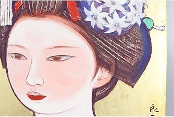 【真作】絵画　日本画6号　優美な舞妓の肖像　繊細な筆致の美人画　W33 Yahoo!オークション - 【真作】【WISH】三輪良平「舞妓」日本画