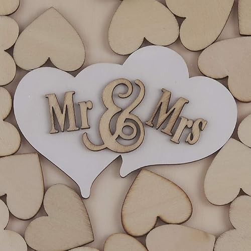 Miniatura 5 de Libro de invitados de boda, Y&K Homish, libro de letrero con marco superior, corazones de madera para libros, decoraciones rústicas de boda y regalo