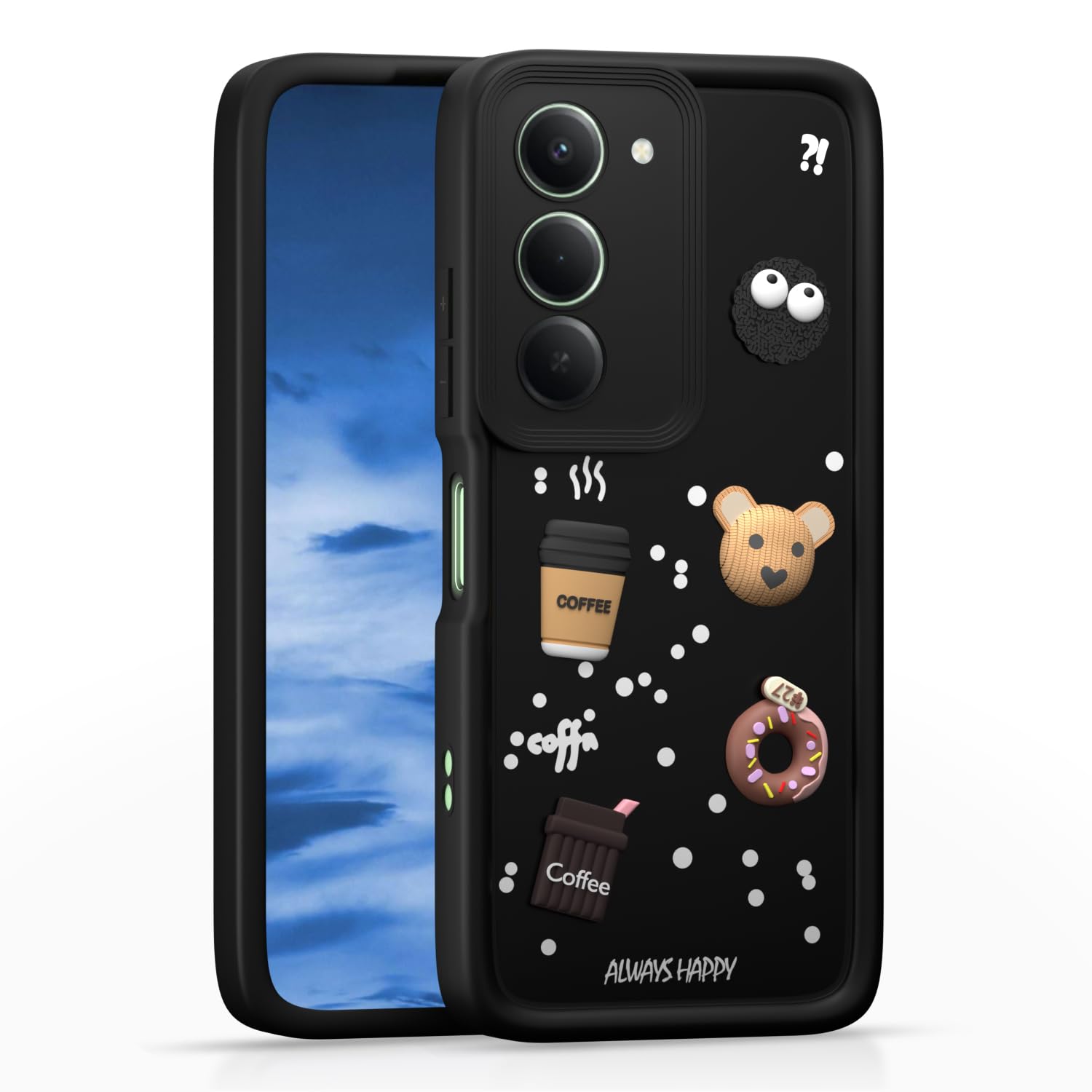 Pikkme Back Cover for Redmi 15 5G | 3D Bear Silicone Cute & Fun Coffee Cartoon | Full Body Protection Bumper Case (Black)-image-10