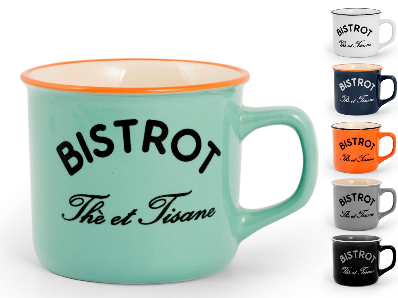 Tasses à thé Home Bistro en grès de couleur, tasses sans soucoupe empilables