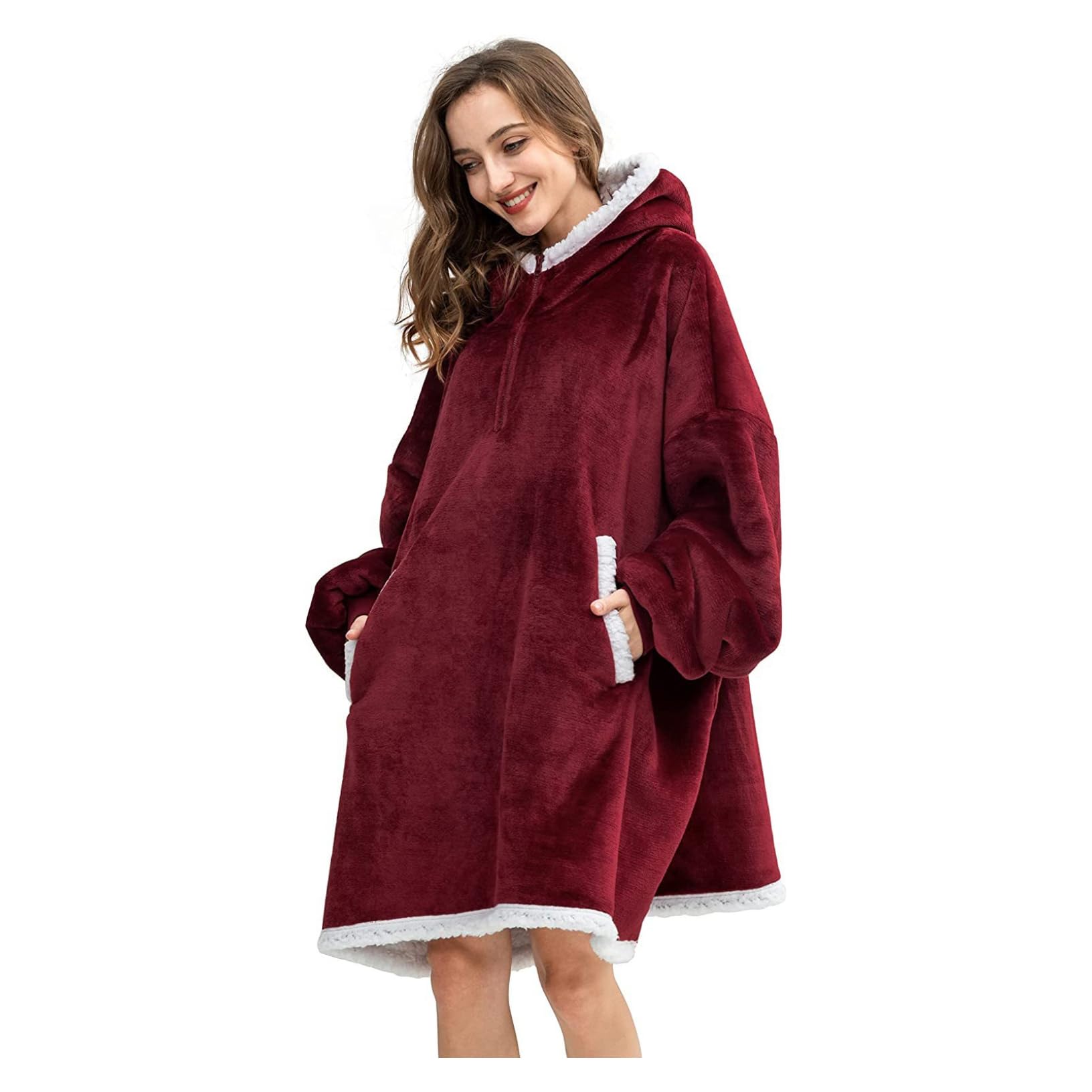 Manta suave sudadera con capucha de franela caliente para mujeres adultos