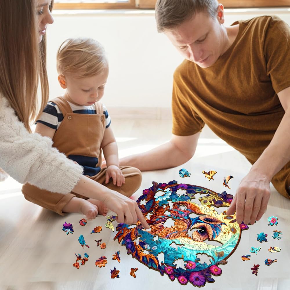Puzzle en bois pour adulte, 280 pièces, irrégulier unique, 34 x 33,6 cm, en forme d'animal, avec boîte cadeau en bois