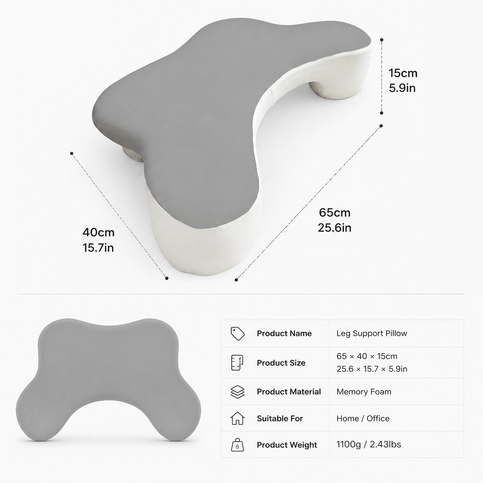 Almohada ergonómica para dormir de lado con sisas y soporte para el cuello. Almohada ortopédica de espuma viscoelástica para dormir de lado, espalda y boca abajo. También se puede utilizar