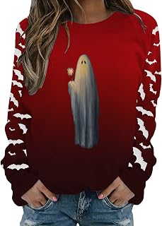 Halloween Sweatshirt Plus Size Cute Pumpkin Graphic Print Tops Fall Long Sleeve Pullover Teen Girls Fall Clothes