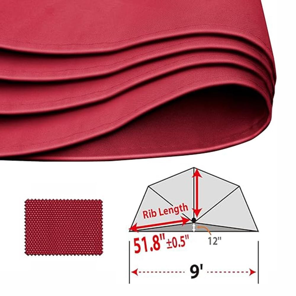 2.7m Copertura di Ricambio per Ombrellone da Giardino, Telo di Ricambio per Ombrellone da Giardino, Telo di Ricambio per Ombrellone da Esterno(Grey Khaki)
