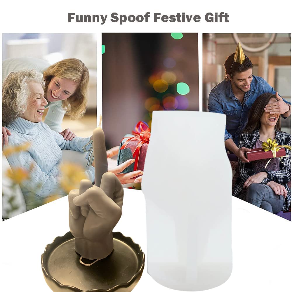 Grande stampo in silicone a forma di mano 3D, stampo per candela gesto da 17 cm, stampo per colata in resina a forma di dito medio 1:1 per fare candele e cuocere a sapone, cera e mousse gelato