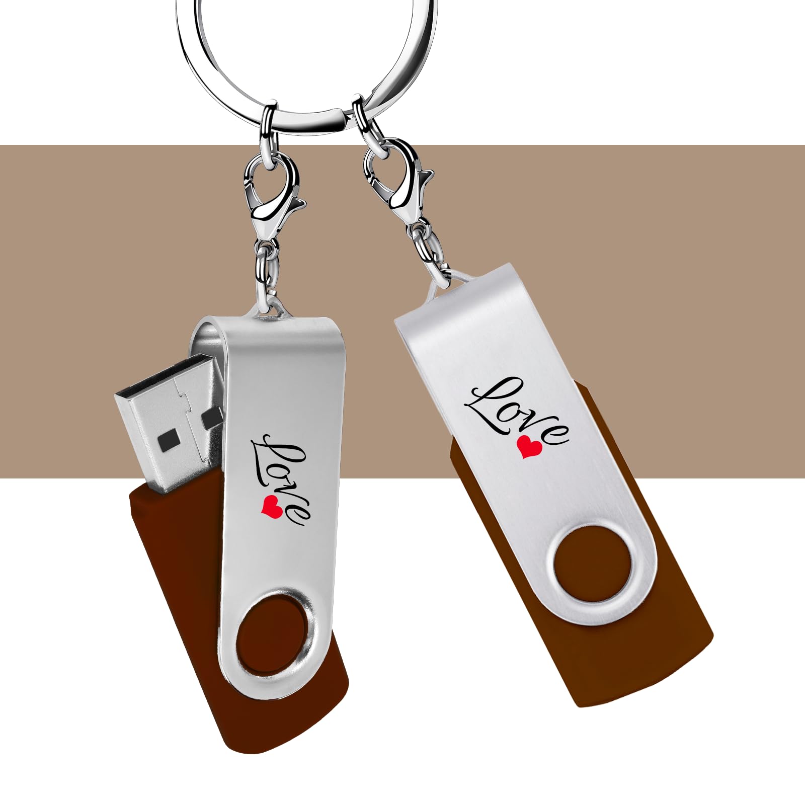 Zestaw 50 niestandardowych pendrive'ów USB 32 GB USB 2.0, spersonalizowane pendrive z logo do biznesu, wydarzeń, drukowania tekstu lub obrazu, niestandardowe karty pamięci JBOS - brązowe