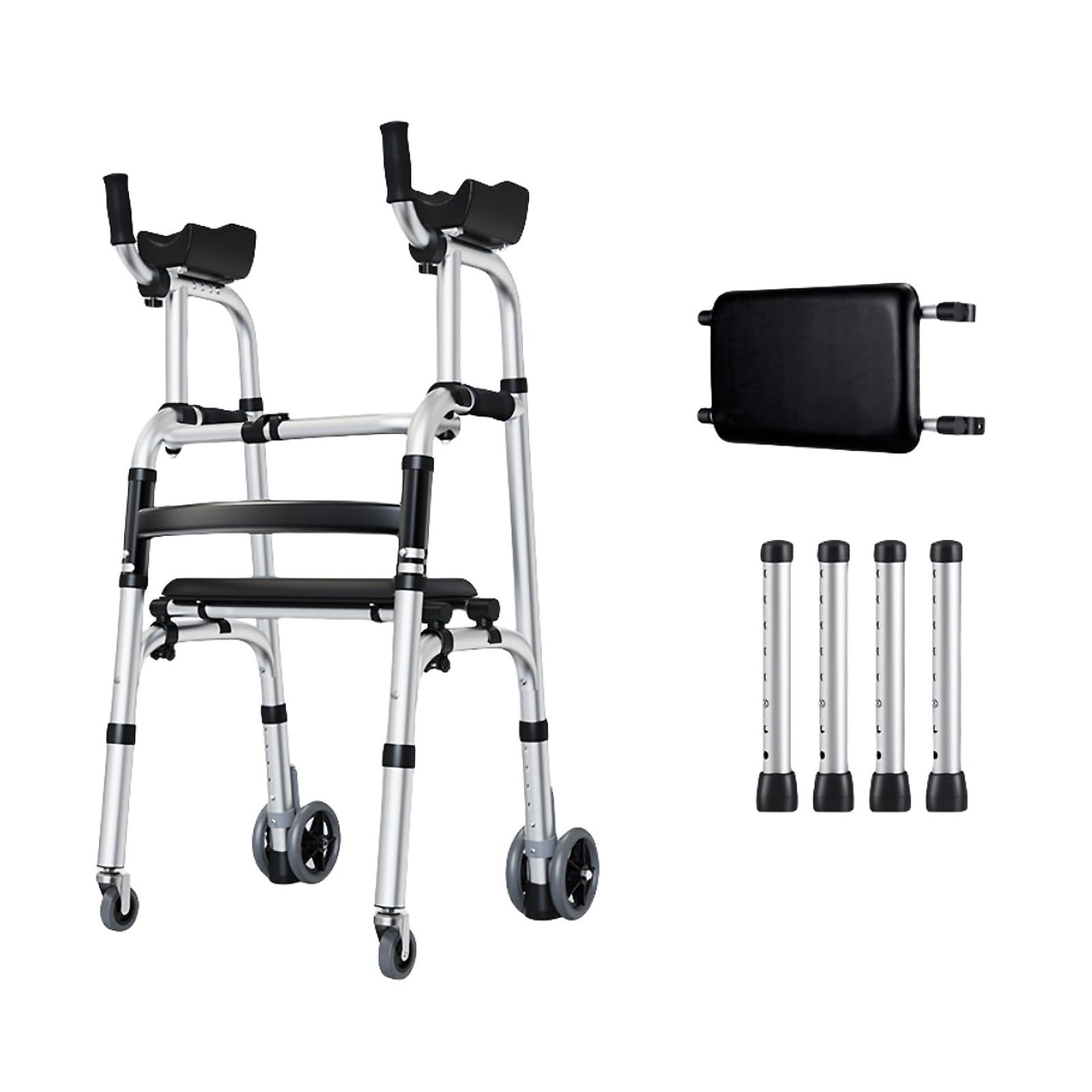 Andador Plegable,Andador De 4 Ruedas Con Asiento Y Frenos,Cuenta Con Asiento Y Reposabrazos Extraíbles,Adecuado For Personas Mayores Y Personas Con Problemas De Movilidad