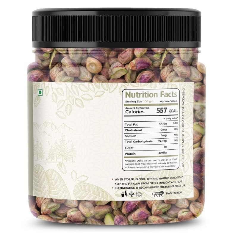 Image of LILA DRY FRUITS Pistachios 100 Gms Pistachio without Shell Raw Mota Unslated Pista | Unflavoured Plain Pista High in Protein & Dietary Fiber | Ideal for Cooking, Baking Perfect for Gifting