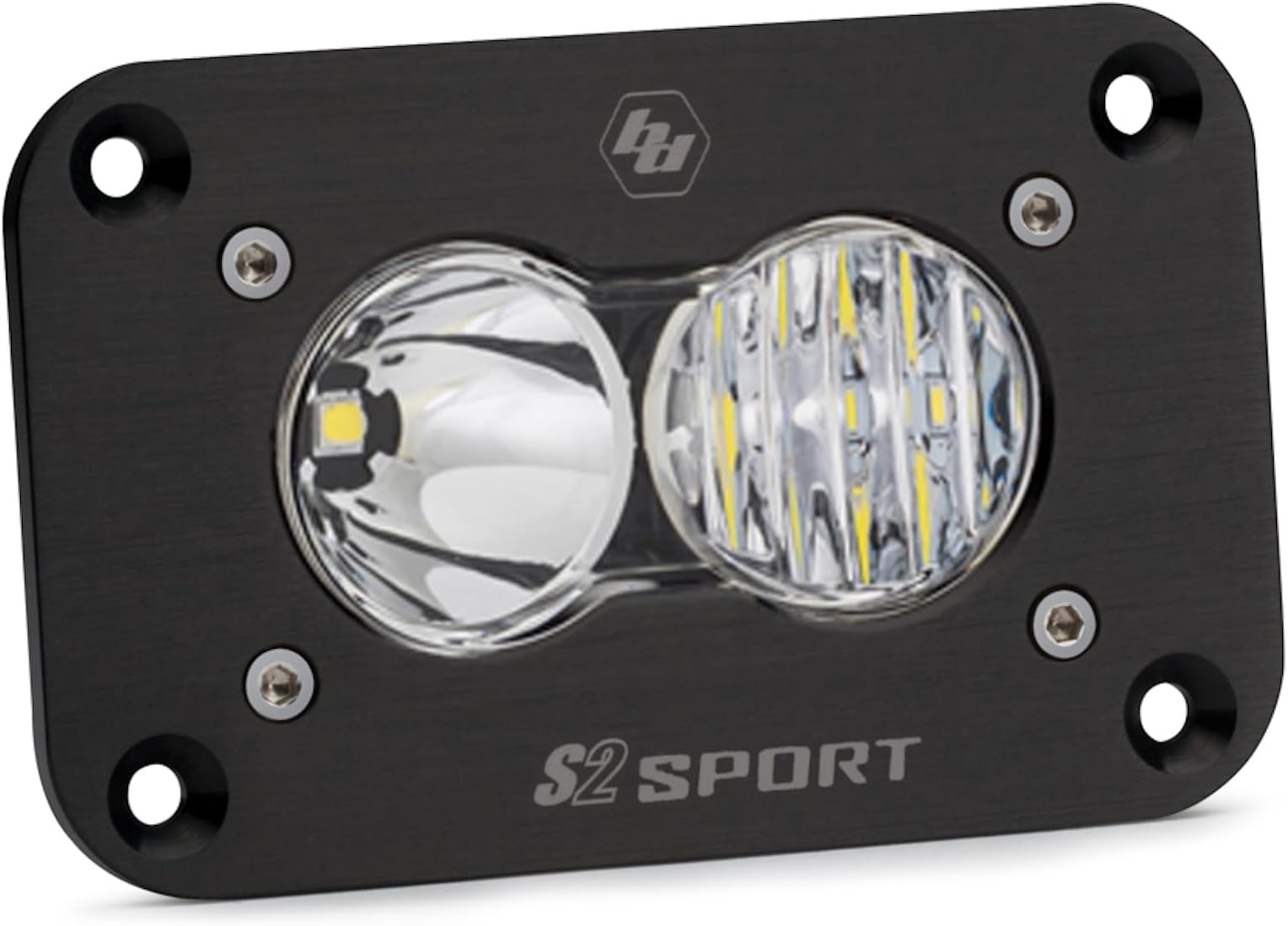 S2 Sport Black Flush Mount LED Light Pod (Driving/Combo; Clear)