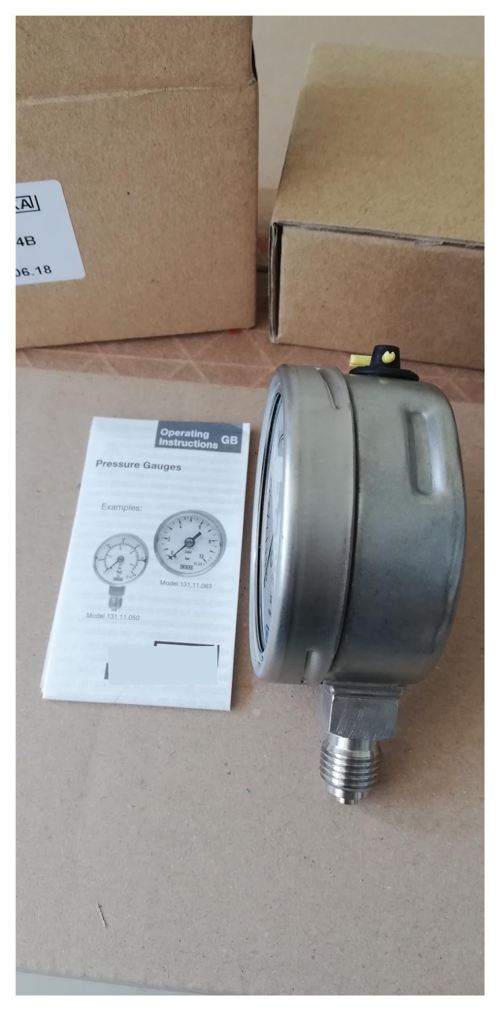 Manómetro de seguridad radial de acero inoxidable, 232.30.063, 0-160 mpa