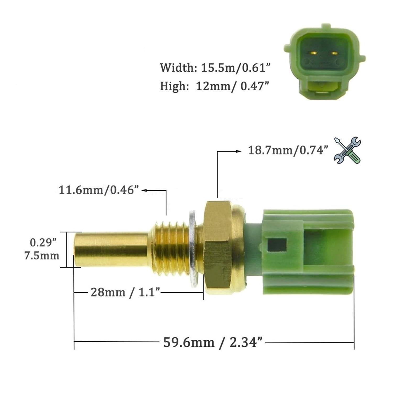 Radiator coolant Fan Temperature Sensor (with Connector)(Sensor with Pulg)