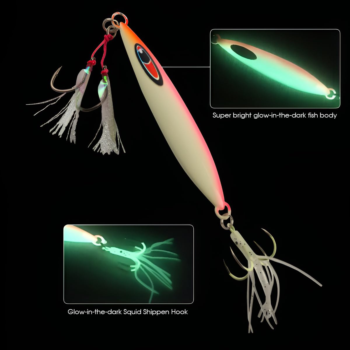 Leurres de Pêche en Haute Mer Coulants, WASAGA 80g/100g/120g/150g/200g/250g/300g Appât à Poisson Spinner Parfait pour Le Poisson Ruban et Le Thon Saumon Mérou Morue et Leurre Jigging