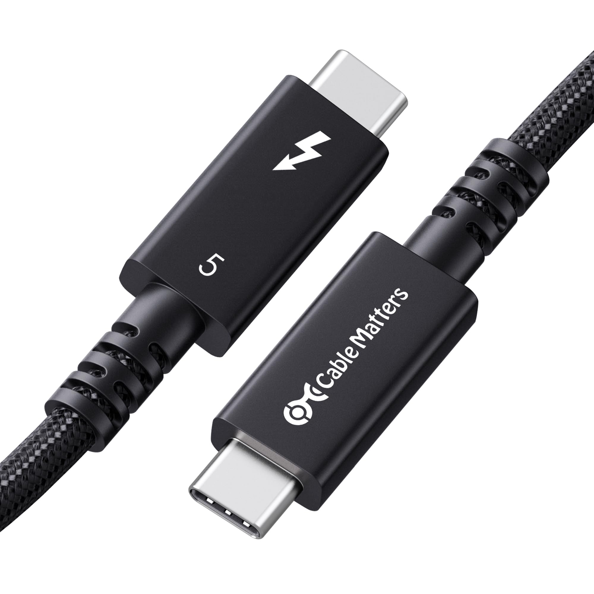 [Certyfikat Intel] Cable Matters Kabel Thunderbolt 5 80 Gbps, 2 m | Aktywny, podwójne 8K / 4K@540Hz, ładowanie 240 W, do 120 Gbps, czarny, zgodny z Thunderbolt 4/3 i USB4