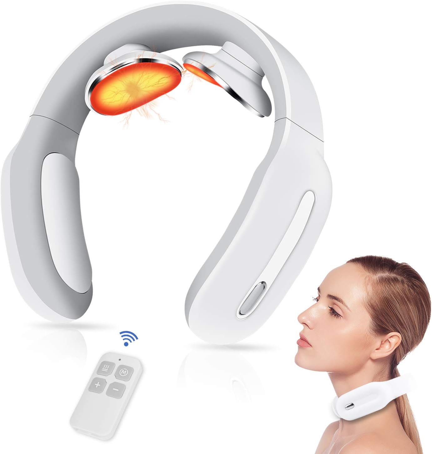 Intelligent Neck Massager with Heat for Pain Relief,Father's Day Gift for Dad,Pulse Smart Cordless Neck Massage 3 Modes 15 Levels Deep Tissue Point Massage for Women/Men/Dad/Mom/Wife