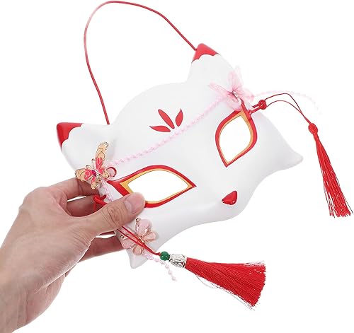 Miniatura 7 de SEWACC Máscaras tradicionales japonesas, máscara de zorro de anime japonés, máscara de zorro para cosplay, máscara de Kabuki, máscara de zorro de