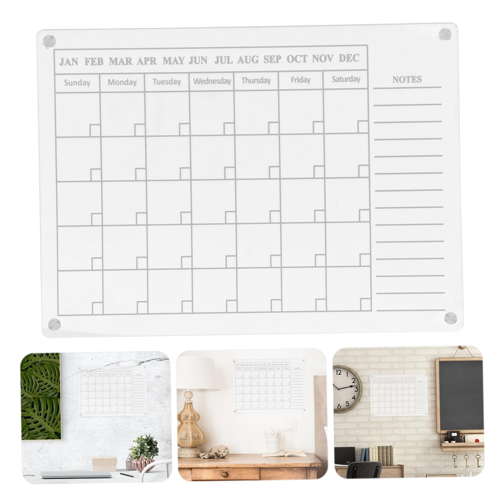 Operitacx Calendrier Magnétique pour Organisation et Planification en Acrylique Effaçable à Sec Lisse Tableau Blanc Transparent pour Bureau