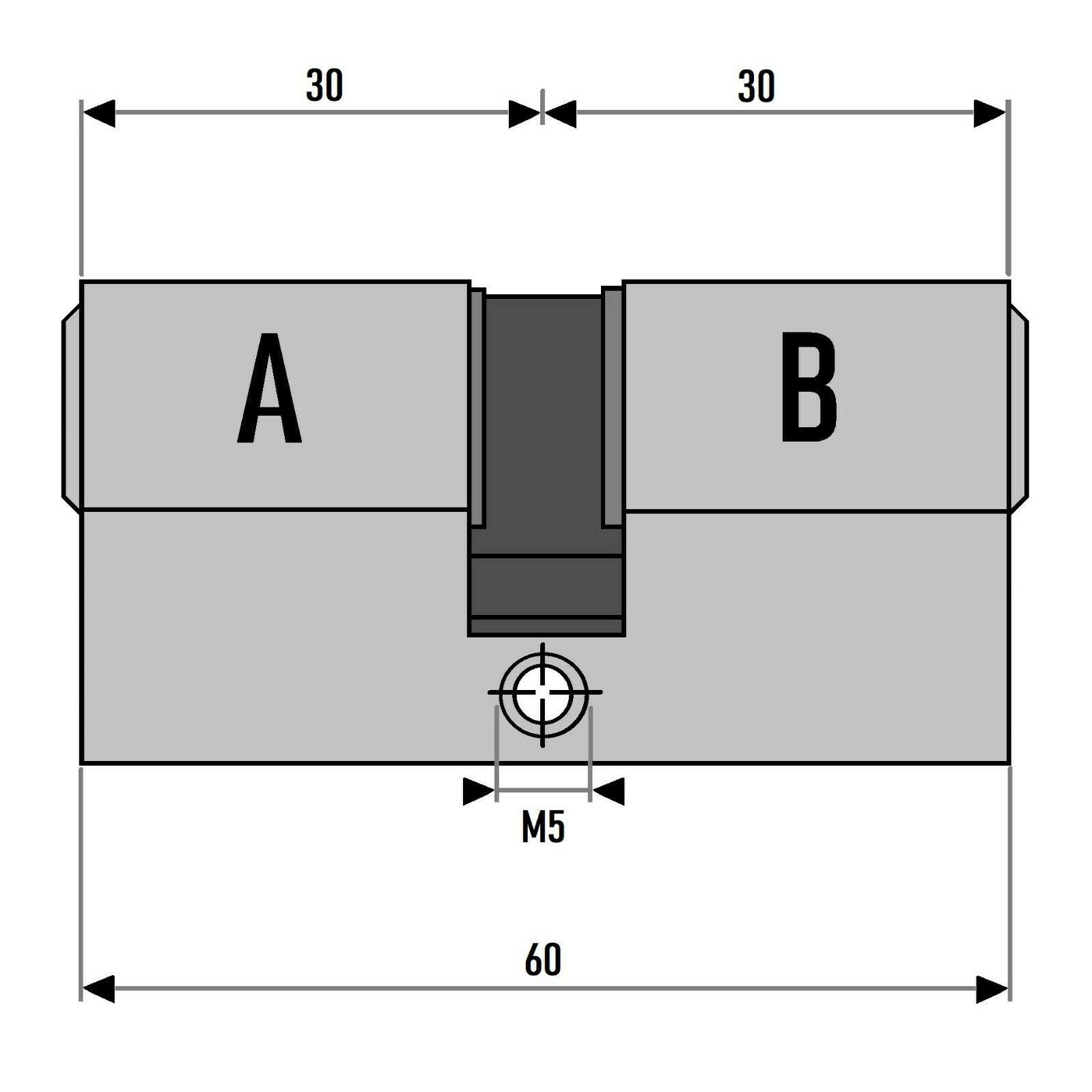 4x Zylinderschloss gleichschließend 60 mm 30x30 mit 20 Schlüssel