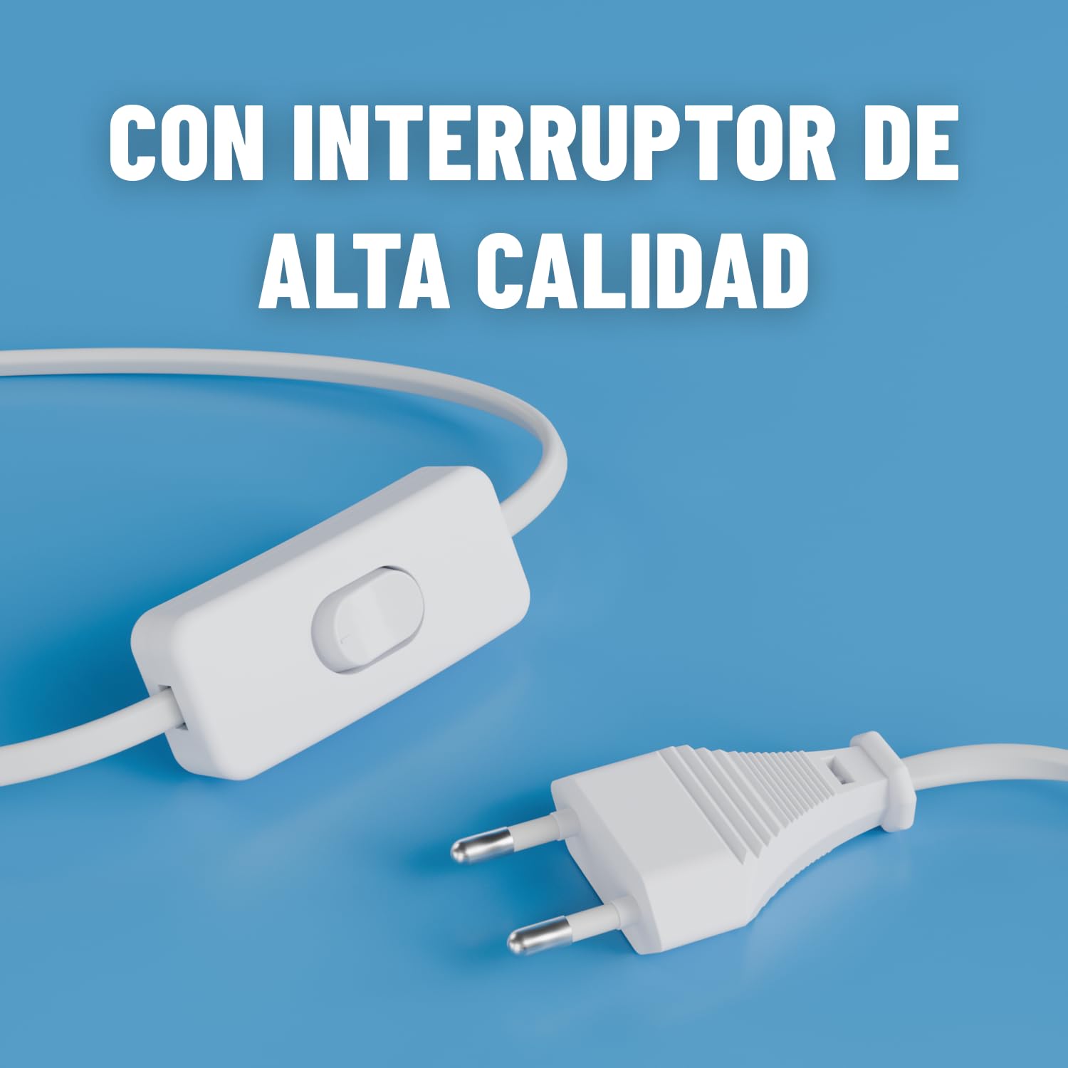 Greate. Casquillo 2x E27 Con Interruptor y Cable Blanco 5 Metros - Lámparas de Techo Cable Largo Con Enchufe Máximo 60W 250V - Portalámparas