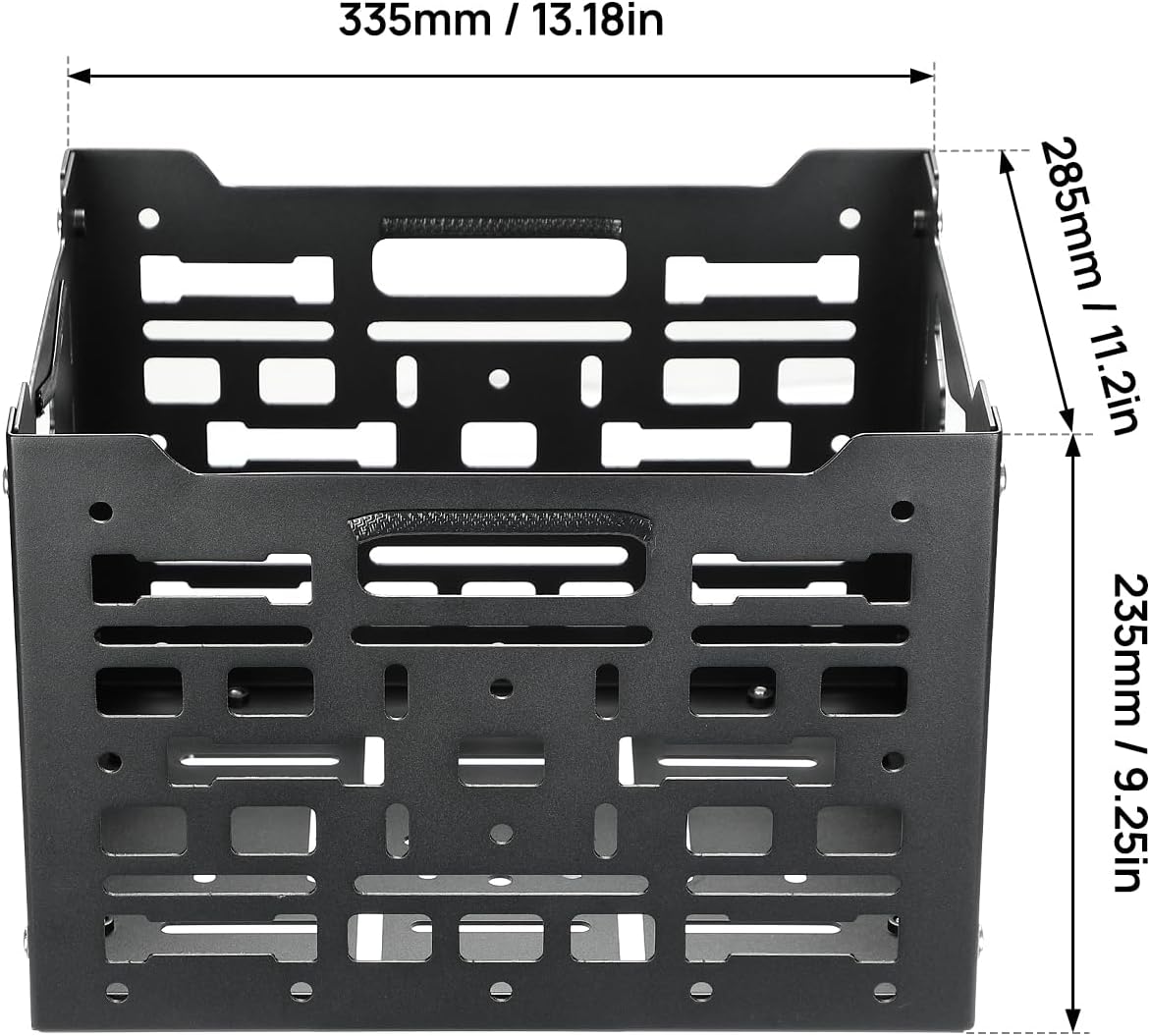 KEMIMOTO Universal Rear Rack Luggage Storage Basket Compatible with Trail 125 CT125 Grom Monkey Navi Super73 Aluminum MOLLE Crate Folding Storage Basket Holder Electric Bike Luggage Rack