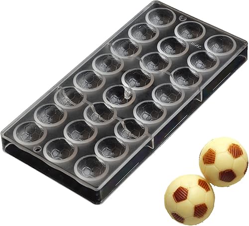 Grainrain Moldes de chocolate de plástico Moldes de caramelo de fútbol Moldes de policarbonato de plástico Moldes de chocolate transparente duro DIY