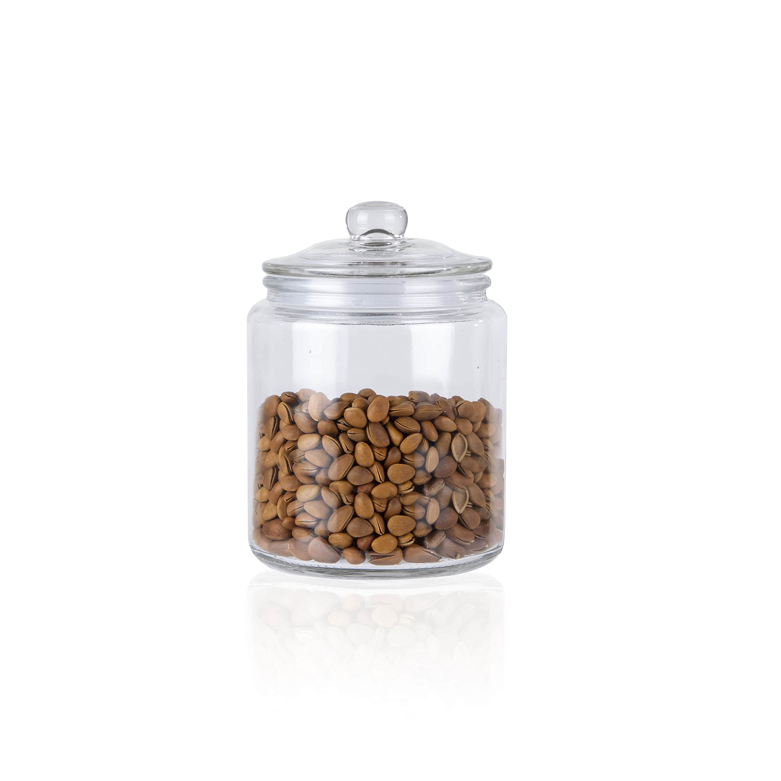 Ornami Silver Glass Storage Kitchen Jar With Airtight Lid (0.9L)