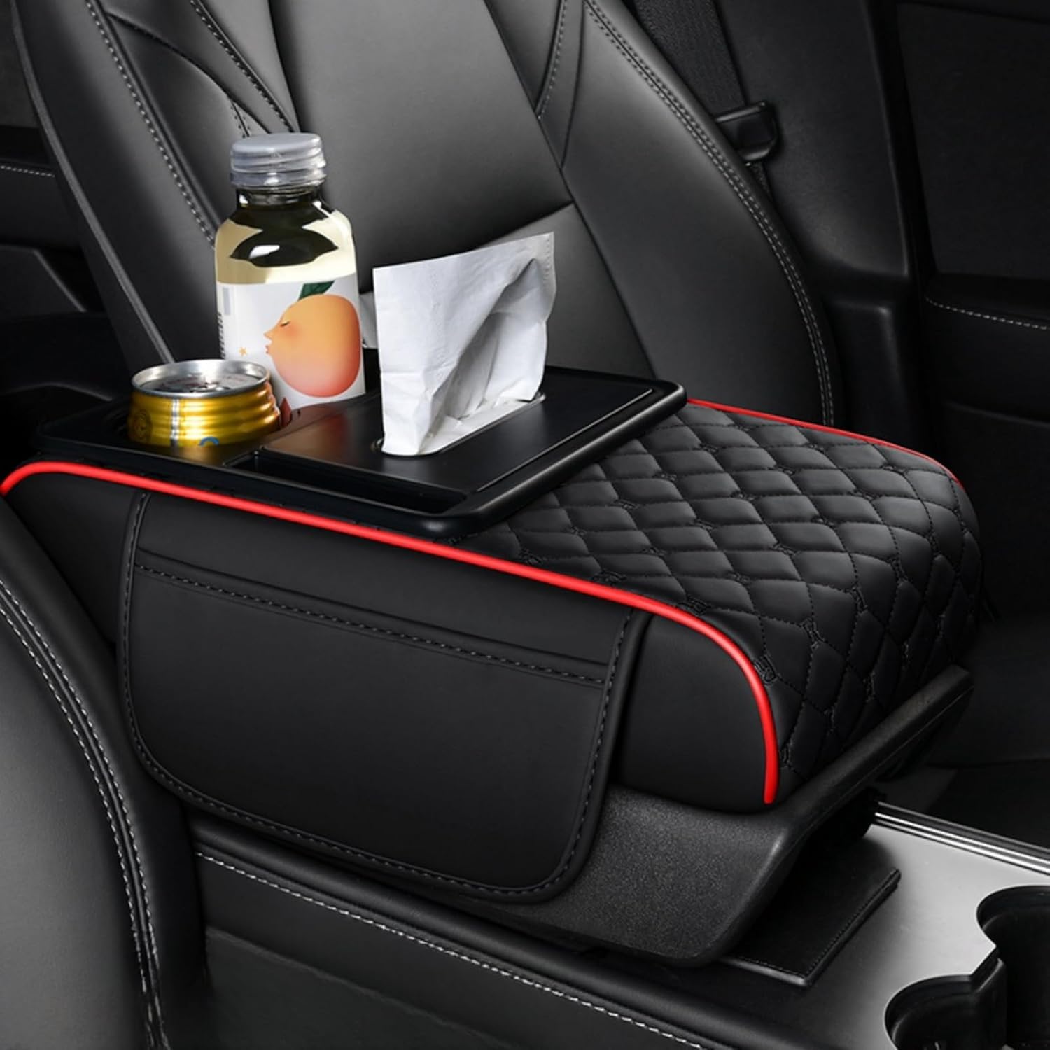 YETFDGH Car Center Console Cushion Pad for Renault Zoe Mégane E-Tech Electric Kangoo E-Tech, Leather Waterproof Armrest Seat Box Cover Protector
