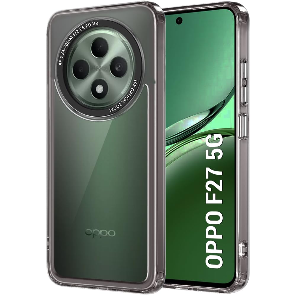 TheGiftKart Hybrid Shockproof Back Cover Case for Oppo F27 5G | Stylish Camera Border | Electroplated Buttons | Crystal Clear Hard Back Cover Case for Oppo F27 5G (TPU & PC, Smoked Bumper) (B0DF6J537C) Amazon Price History, Amazon Price Tracker
