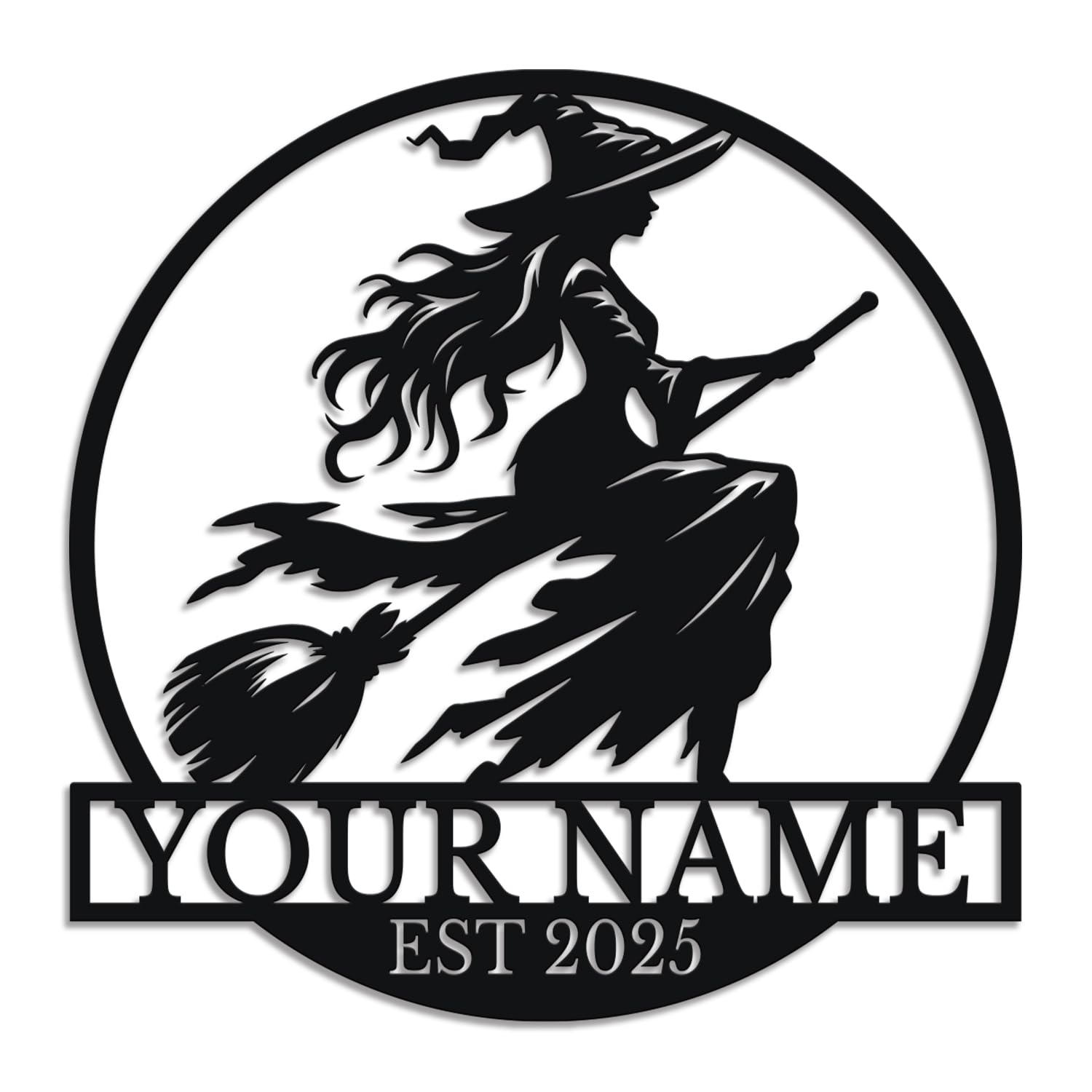 Herbraa Style-1 Personalized Witch Metal Sign, Custom Name Gothic Wall Art, Magic Themed Decor, Witch Lover Gift, Dark Fantasy Plaque, Halloween Home Accent, Mystical Room Decor (Style-1)