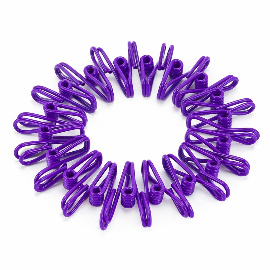 Mr. Pen- PVC-Coated Utility Clips, 2 Inch, 18 Pack, Purple, PVC-Coated Steel Chip Bag Clips for Sealing Food, Paper Holder, Clothesline Clip for Laundry Hanging, Kitchen Bags, Clothes Pins