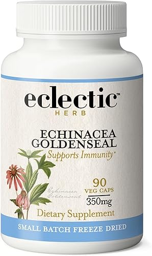 Eclectic Institute Equinácea sin OMG liofilizada y fresca cruda, sello de oro, salud inmunológica, respiratoria y digestiva | 90 CT (350 mg)