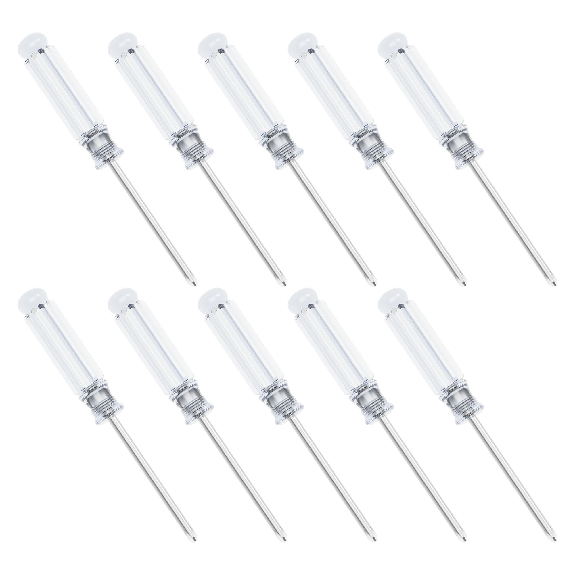 FOCMKEAS 10PCS Mini Phillips Screwdriver, 3mm Cross Head with Clear Non-slip Handle for Small Appliances, 3.62"(92mm) Total Length, Non-magnetic