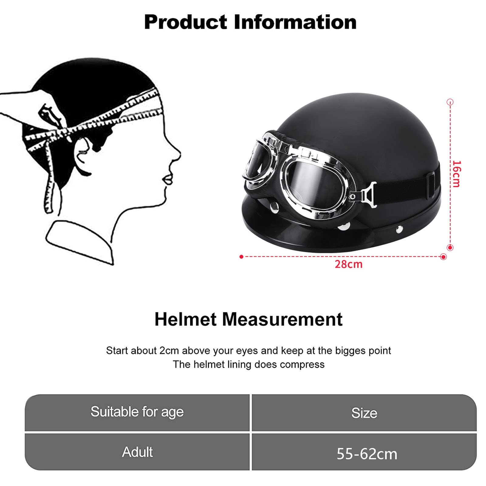 Casque Moto Jet Vintage Demi-Casque Rétro ECE Avec Pare-Soleil - Hommes Femmes