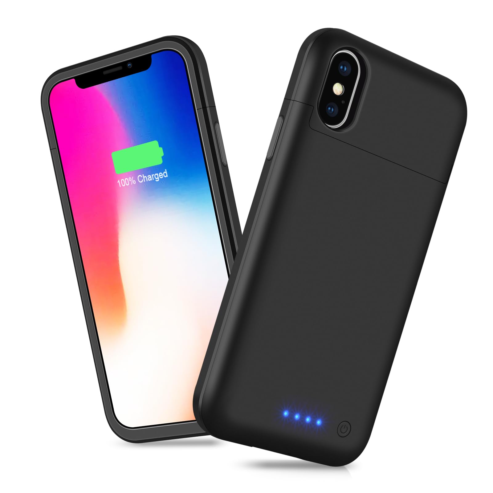 LCLEBM [6500mAh] Battery Case for iPhone X/XS,New Upgrade High Capacity Rechargeable Extended Battery Pack Charging Case, Protective Portable Smart Backup Charger Cover for iPhone X/XS(1 Pack) Black