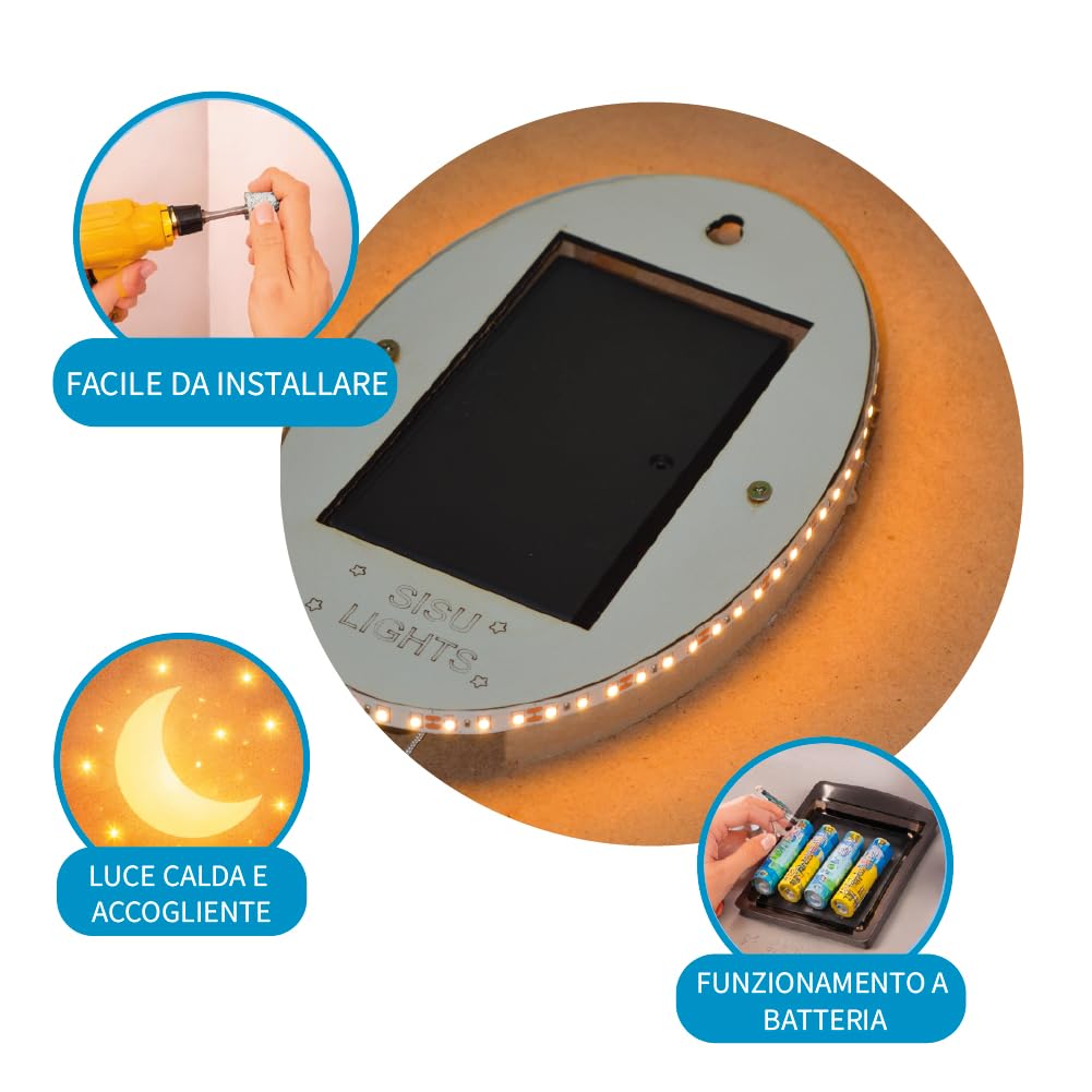 Generico Applique a nuvola bianca LED Bianchi Caldi a batteria a Pile Luce Notturna per Camerette dei Bambini Arredo Interni,lampada personalizzata con nome