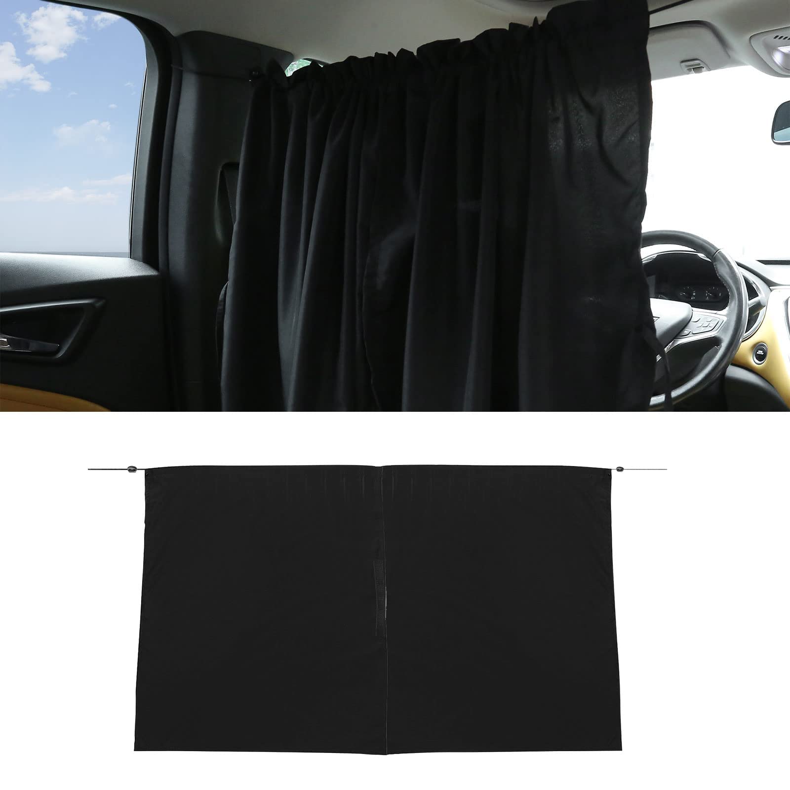 MAKINGTEC Car Divider Curtain, Universal Sun Shade, Removable Front Rear Side Privacy Curtains for Travel Nap Night Camping