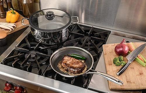 Miniatura 9 de Black Cube Hybrid Quick Release Cookware - Juego de 6 sartenes de 8, 11 y 12.5 pulgadas con tapas de vidrio templado, mango que se mantiene fresco,