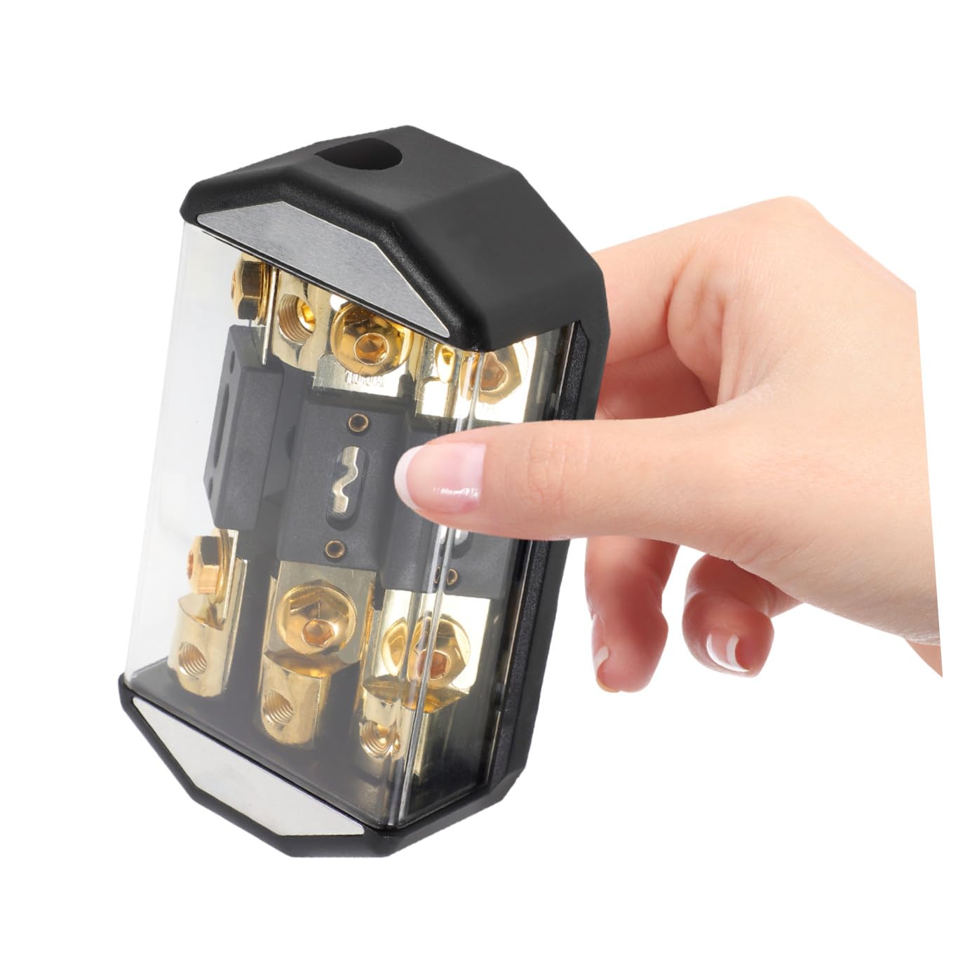 Blocco Fusibili Audio Auto 3 Vie 100a Plastica Rame Nero